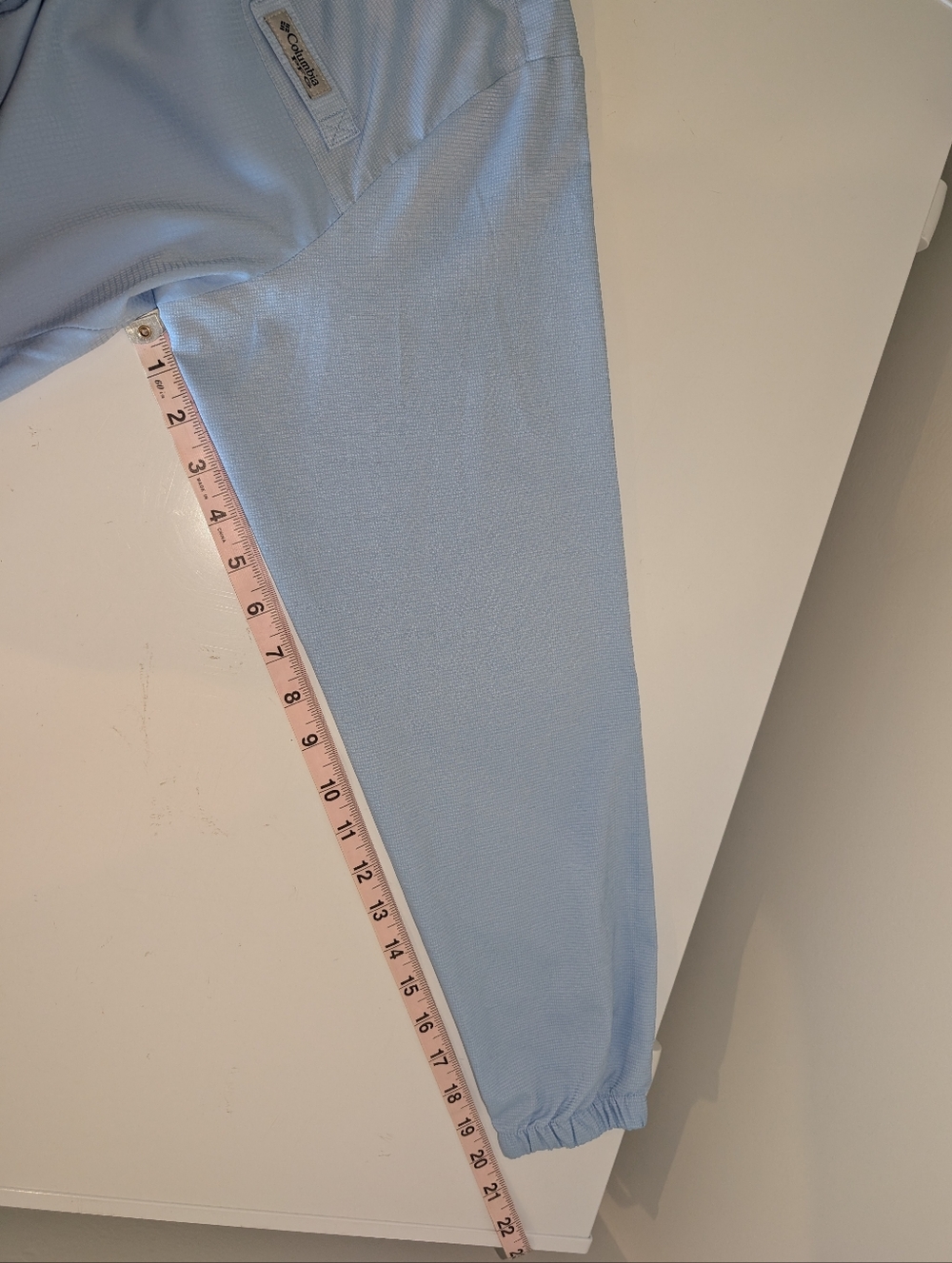 Women's Light Blue Columbia PFG Tamiami Windbreaker Hoodie - Picture 11 of 13